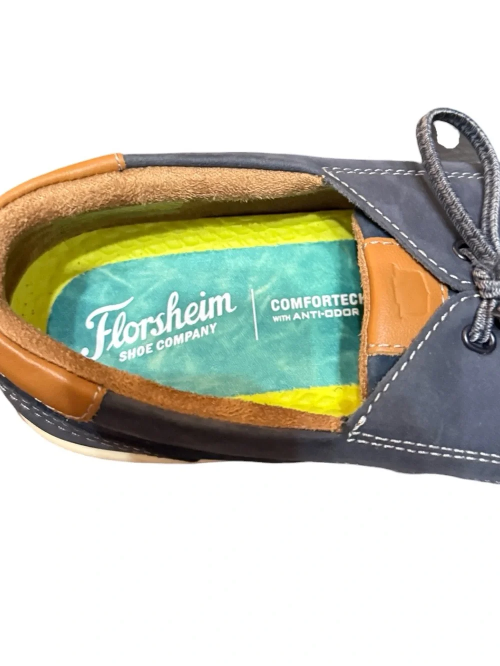 Florsheim Comfortech Leather Boat Shoes Men’s 10.5M Navy Casual Deck Shoes